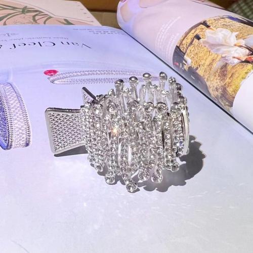 Tibetan Style Hair Claw Clip, with Plastic Pearl, plated, for woman & with rhinestone, more colors for choice, 40x20mm, Sold By PC