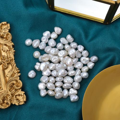 Cultured No Hole Freshwater Pearl Beads, Baroque, DIY, white, 11x12mm, Sold By Strand
