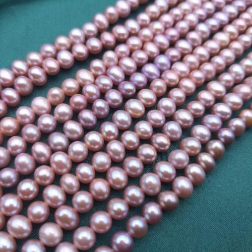 Natural Freshwater Pearl Loose Beads, Slightly Round, DIY, more colors for choice, 4x5mm, 75PCs/Strand, Sold By Strand