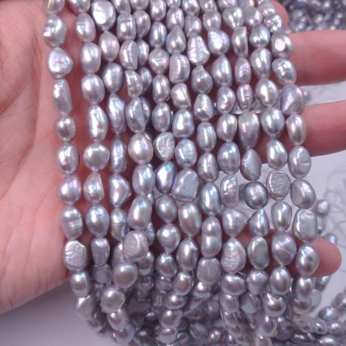 Cultured Baroque Freshwater Pearl Beads, irregular, DIY, silver-grey, 6x7mm, 40PCs/Strand, Sold By Strand