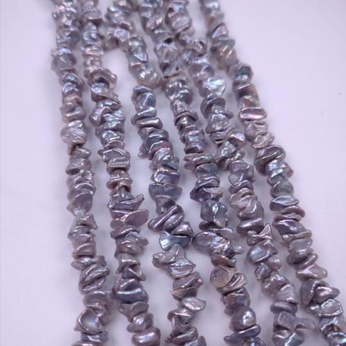 Cultured Baroque Freshwater Pearl Beads, DIY, silver-grey, 7x8mm, Sold By Strand