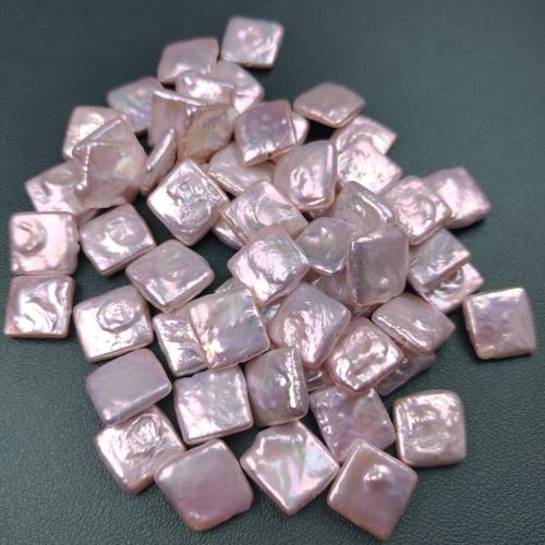 Cultured No Hole Freshwater Pearl Beads, Square, DIY, white, 11x12mm, Sold By Strand