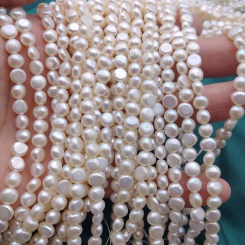 Keshi Cultured Freshwater Pearl Beads, DIY, white, 5x6mm, Sold By Strand