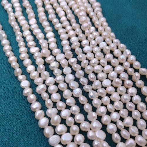 Cultured Potato Freshwater Pearl Beads, DIY, white, 5x6mm, Sold By Strand