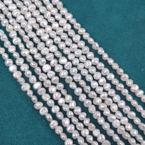 Perles nacres baroques de culture d'eau douce , perle d'eau douce cultivée, DIY, blanc, 5x6mm, Vendu par brin