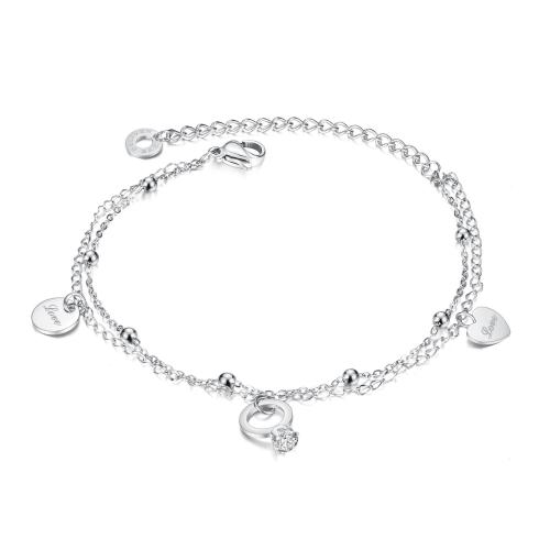 Stainless Steel Jewelry Bracelet, 304 Stainless Steel, with Cubic Zirconia, plated, Double Layer & fashion jewelry & for woman, more colors for choice, Sold By PC