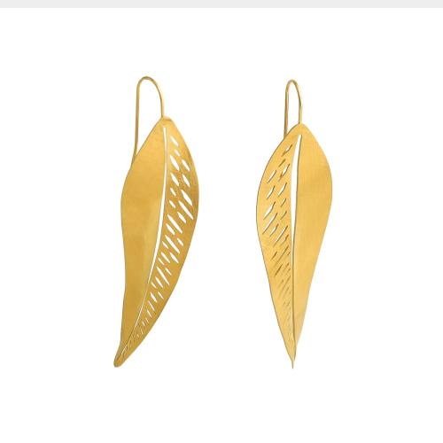 Stainless Steel Stud Earrings, 304 Stainless Steel, Feather, plated, fashion jewelry & for woman & hollow, more colors for choice, Sold By Pair