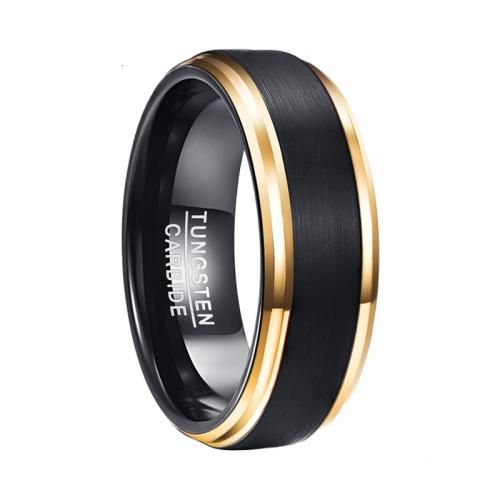 Tungsten Steel Finger Ring, Vacuum Ion Plating, different size for choice & for man & two tone & frosted, Width :8mm, Thickness :2.3mm., Sold By PC