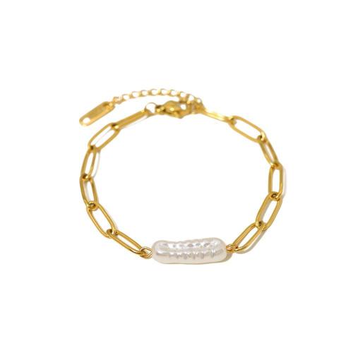 Freshwater Cultured Pearl Bracelet, 304 Stainless Steel, with Freshwater Pearl, 18K gold plated, fashion jewelry & different styles for choice & for woman, Sold By PC