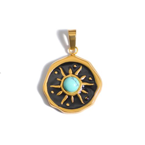 Stainless Steel Pendants, 304 Stainless Steel, with ​Amazonite​, 18K gold plated, DIY & different styles for choice & enamel, Sold By PC