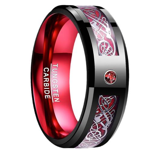Tungsten Steel Finger Ring, with Cubic Zirconia, plated, different size for choice & for man & two tone, Sold By PC