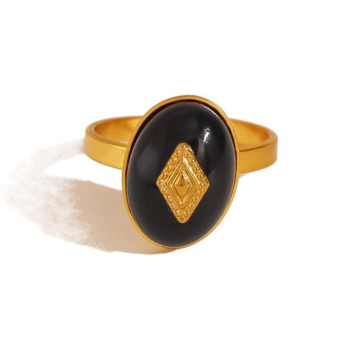 Stainless Steel Finger Ring, 304 Stainless Steel, with Natural Stone, 18K gold plated, fashion jewelry & different styles for choice & for woman, Sold By PC