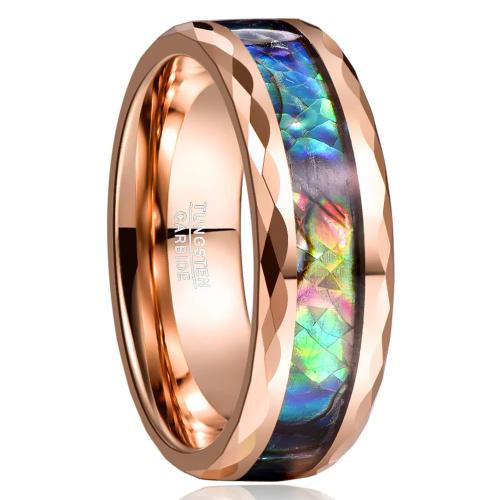 Tungsten Steel Finger Ring, with Abalone Shell, rose gold color plated, fashion jewelry & different size for choice & for man, Sold By PC