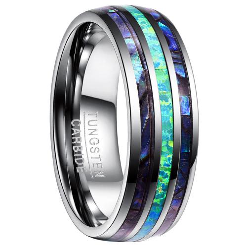 Tungsten Steel Finger Ring, with Abalone Shell, plated, fashion jewelry & different size for choice & for man, original color, Sold By PC
