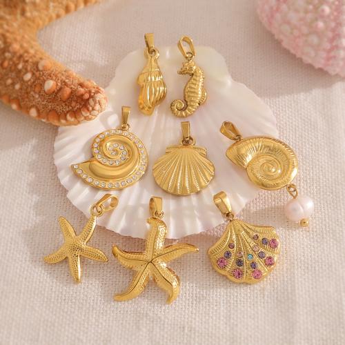 Stainless Steel Pendants, 304 Stainless Steel, with Crystal, 18K gold plated, DIY & different styles for choice, Sold By PC
