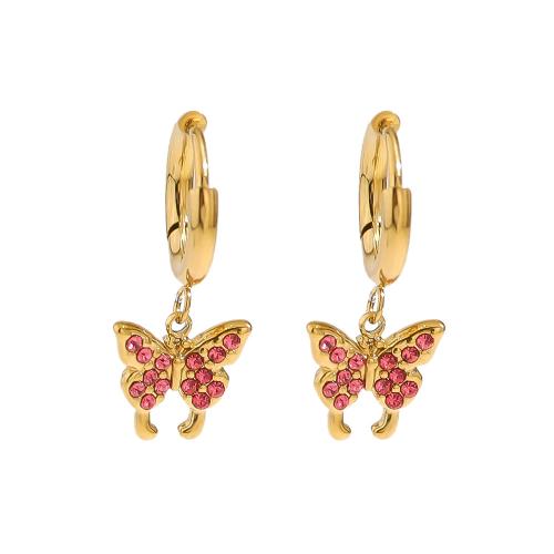 Stainless Steel Drop Earring, 304 Stainless Steel, with Crystal, 18K gold plated, fashion jewelry & different styles for choice & for woman, Sold By Pair