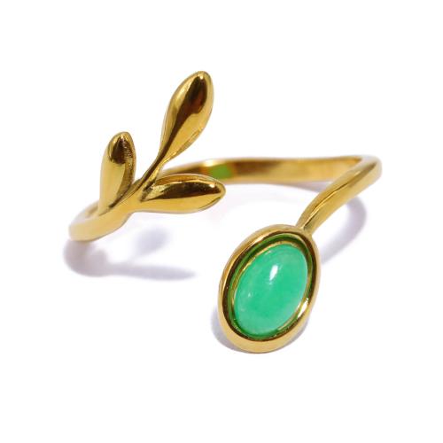 Stainless Steel Finger Ring, 304 Stainless Steel, with Natural Stone, 18K gold plated, fashion jewelry & different styles for choice & for woman, Sold By PC