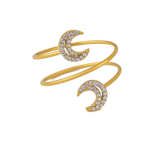Crystal Stainless Steel Finger Ring, 304 Stainless Steel, with Crystal, 18K gold plated, fashion jewelry & different styles for choice & for woman, Sold By PC