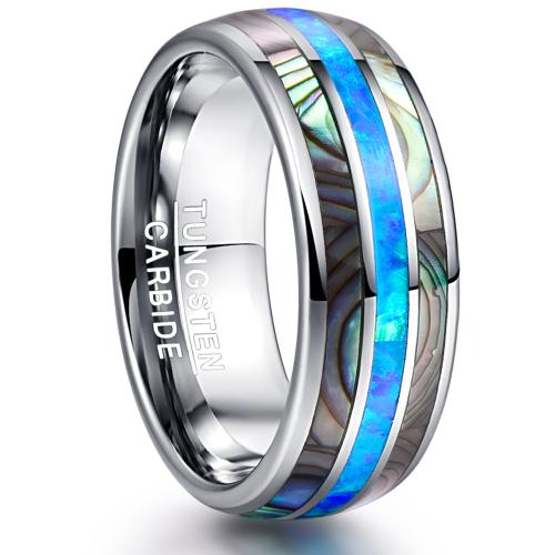 Tungsten Steel Ring for Men , with Abalone Shell & Wood, plated, fashion jewelry & different size for choice & for man, original color, Sold By PC