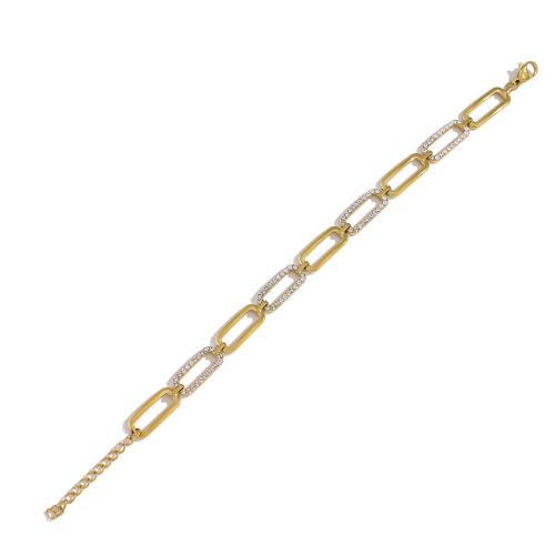 Pulsera de Acero Inoxidable, acero inoxidable 304, con Cristal, 18K chapado en oro, diferentes estilos para la opción & para mujer & hueco, Vendido por UD