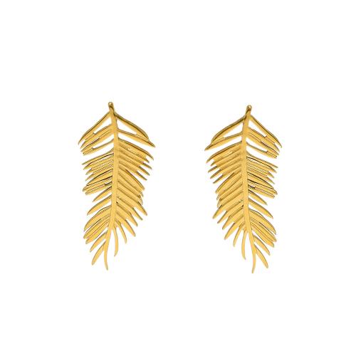 Edelstahl Ohrringe, 304 Edelstahl, Blatt, 18K vergoldet, Modeschmuck & für Frau, verkauft von Paar