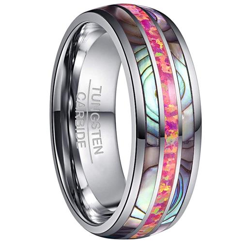 Tungsten Steel Ring for Men , with Opal & Abalone Shell, plated, fashion jewelry & different size for choice & for man, original color, wide:8mm, Sold By PC