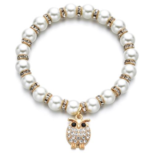 Tibetan Style Bracelet, with Plastic Pearl, handmade, fashion jewelry & for woman & with rhinestone, Size: Approximately 6CM in diameter, Sold By PC