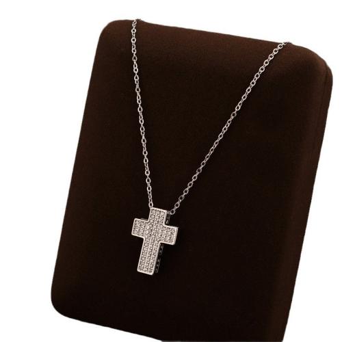 Titanstahl Halskette, plattiert, Modeschmuck & Micro pave Zirkonia & für Frau, keine, Länge:ca. 41 cm, verkauft von PC