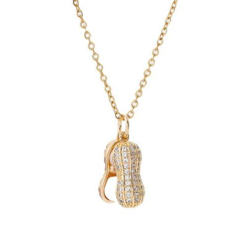 Titanstahl Halskette, Erdnuss, plattiert, Modeschmuck & Micro pave Zirkonia & für Frau, keine, Länge:ca. 41 cm, verkauft von PC