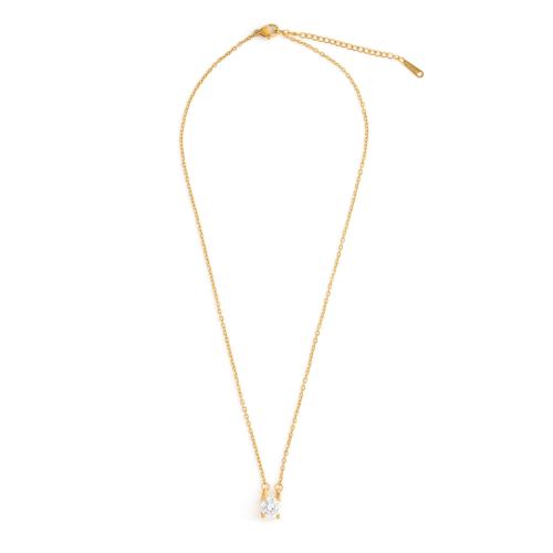 Titanium Steel Necklace, with Cubic Zirconia, plated, fashion jewelry & for woman, more colors for choice, Length:Approx 41 cm, Sold By PC