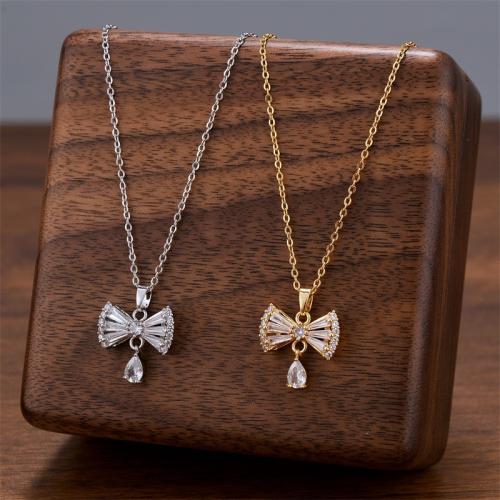 Titanium Steel Necklace, with Cubic Zirconia, plated, fashion jewelry & for woman, more colors for choice, Sold By PC