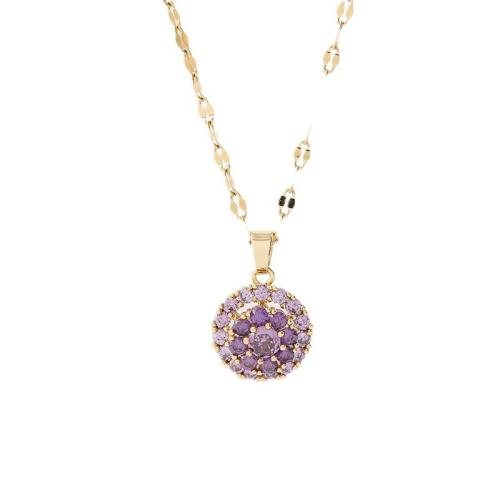 Titanium Steel Necklace, with Cubic Zirconia, plated, fashion jewelry & for woman, more colors for choice, Length:Approx 41 cm, Sold By PC