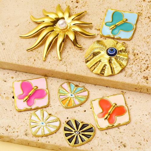 Stainless Steel Pendants, 304 Stainless Steel, plated, DIY & enamel, more colors for choice, 3PCs/Bag, Sold By Bag