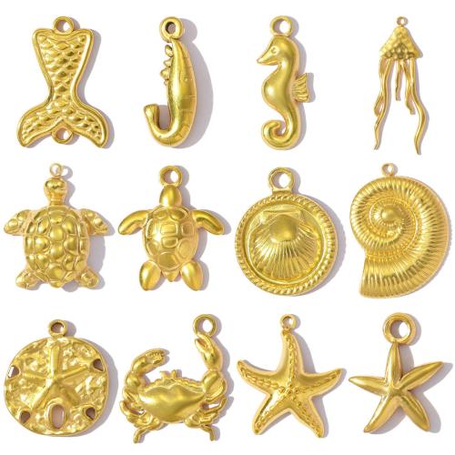 Stainless Steel Pendants, 304 Stainless Steel, plated, DIY, golden, 10PCs/Bag, Sold By Bag