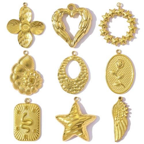 Titanium Steel Pendants, gold color plated, DIY, golden, 10PCs/Bag, Sold By Bag
