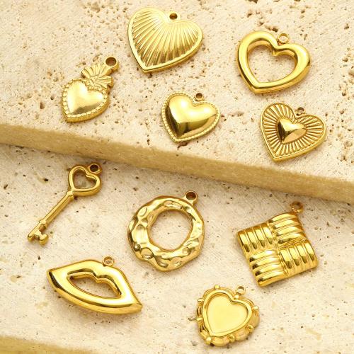 Titanium Steel Pendants, gold color plated, DIY, golden, 10PCs/Bag, Sold By Bag