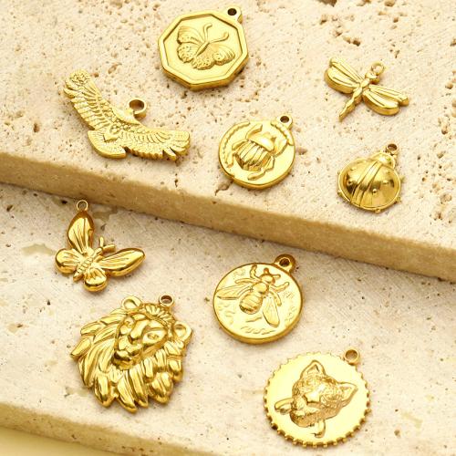 Titanium Steel Pendants, Animal, gold color plated, DIY, golden, 10PCs/Bag, Sold By Bag