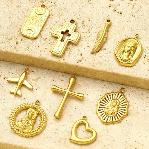 Titanium Steel Pendants, gold color plated, DIY, golden, 10PCs/Bag, Sold By Bag