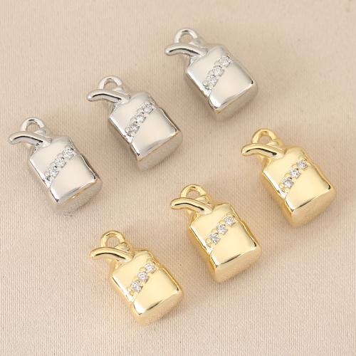 Cubic Zirconia Micro Pave Brass Pendant, plated, DIY & micro pave cubic zirconia, more colors for choice, nickel, lead & cadmium free, 10PCs/Bag, Sold By Bag