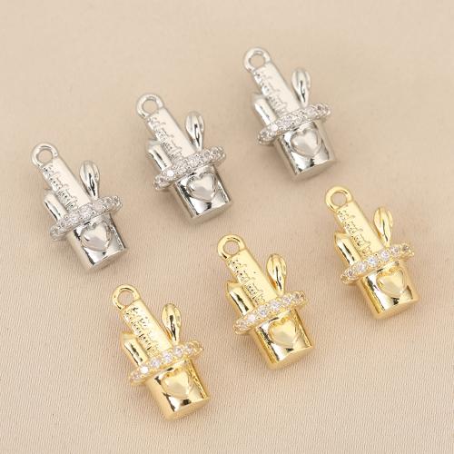 Cubic Zirconia Micro Pave Brass Pendant, Opuntia Stricta, plated, DIY & micro pave cubic zirconia, more colors for choice, nickel, lead & cadmium free, 10PCs/Bag, Sold By Bag