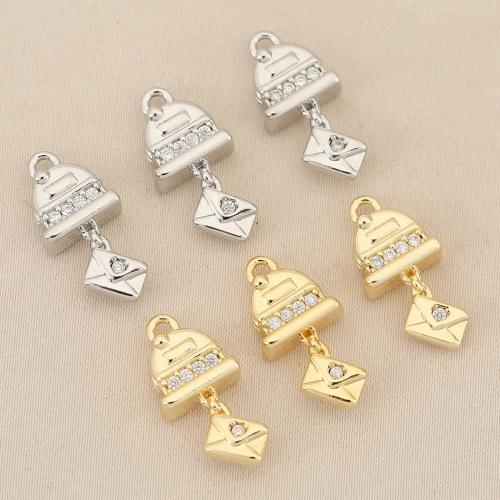 Cubic Zirconia Micro Pave Brass Pendant, plated, DIY & micro pave cubic zirconia, more colors for choice, nickel, lead & cadmium free, 10PCs/Bag, Sold By Bag