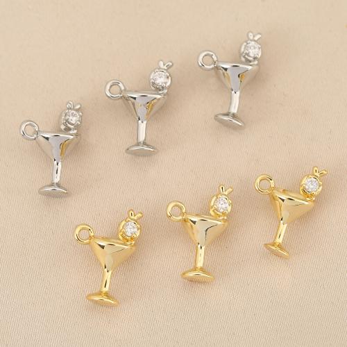 Cubic Zirconia Micro Pave Brass Pendant, Cup, plated, DIY & micro pave cubic zirconia, more colors for choice, nickel, lead & cadmium free, 10PCs/Bag, Sold By Bag