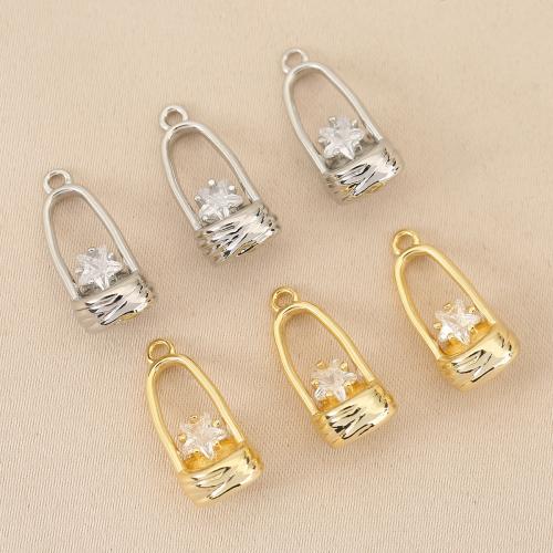 Cubic Zirconia Micro Pave Brass Pendant, Basket, plated, DIY & micro pave cubic zirconia, more colors for choice, nickel, lead & cadmium free, 10PCs/Bag, Sold By Bag