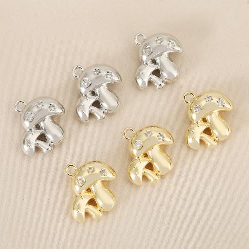 Cubic Zirconia Micro Pave Brass Pendant, mushroom, plated, DIY & micro pave cubic zirconia, more colors for choice, nickel, lead & cadmium free, 10PCs/Bag, Sold By Bag