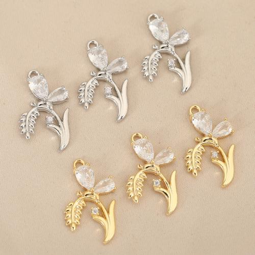 Цирконий Micro Pave латунь подвеска, Латунь, пшеница, Другое покрытие, DIY & инкрустированное микро кубического циркония, Много цветов для выбора, не содержит никель, свинец, 10ПК/сумка, продается сумка