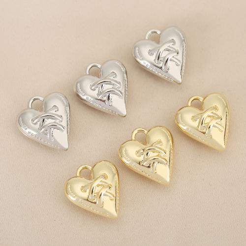 Brass Heart Pendants, plated, DIY, more colors for choice, nickel, lead & cadmium free, 10PCs/Bag, Sold By Bag