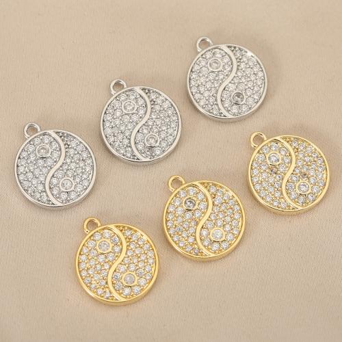 Cubic Zirconia Micro Pave Brass Pendant, Round, plated, DIY & micro pave cubic zirconia, more colors for choice, nickel, lead & cadmium free, 10PCs/Bag, Sold By Bag
