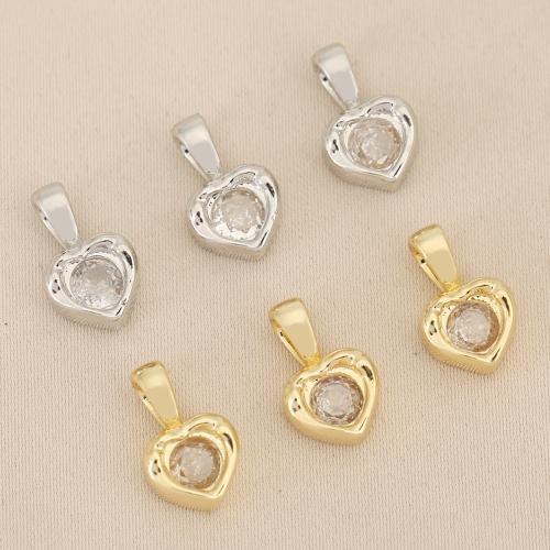 Cubic Zirconia Micro Pave Brass Pendant, Heart, plated, DIY & micro pave cubic zirconia, more colors for choice, nickel, lead & cadmium free, 10PCs/Bag, Sold By Bag