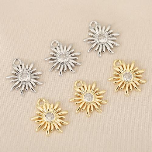 Cubic Zirconia Micro Pave Brass Pendant, Flower, plated, DIY & micro pave cubic zirconia, more colors for choice, nickel, lead & cadmium free, 10PCs/Bag, Sold By Bag