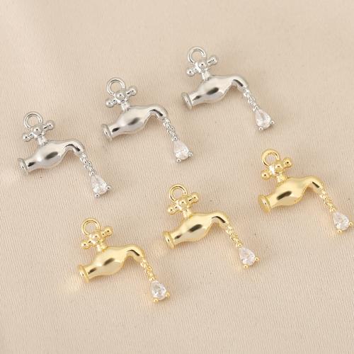 Cubic Zirconia Micro Pave Brass Pendant, Tap, plated, DIY & micro pave cubic zirconia, more colors for choice, nickel, lead & cadmium free, 10PCs/Bag, Sold By Bag